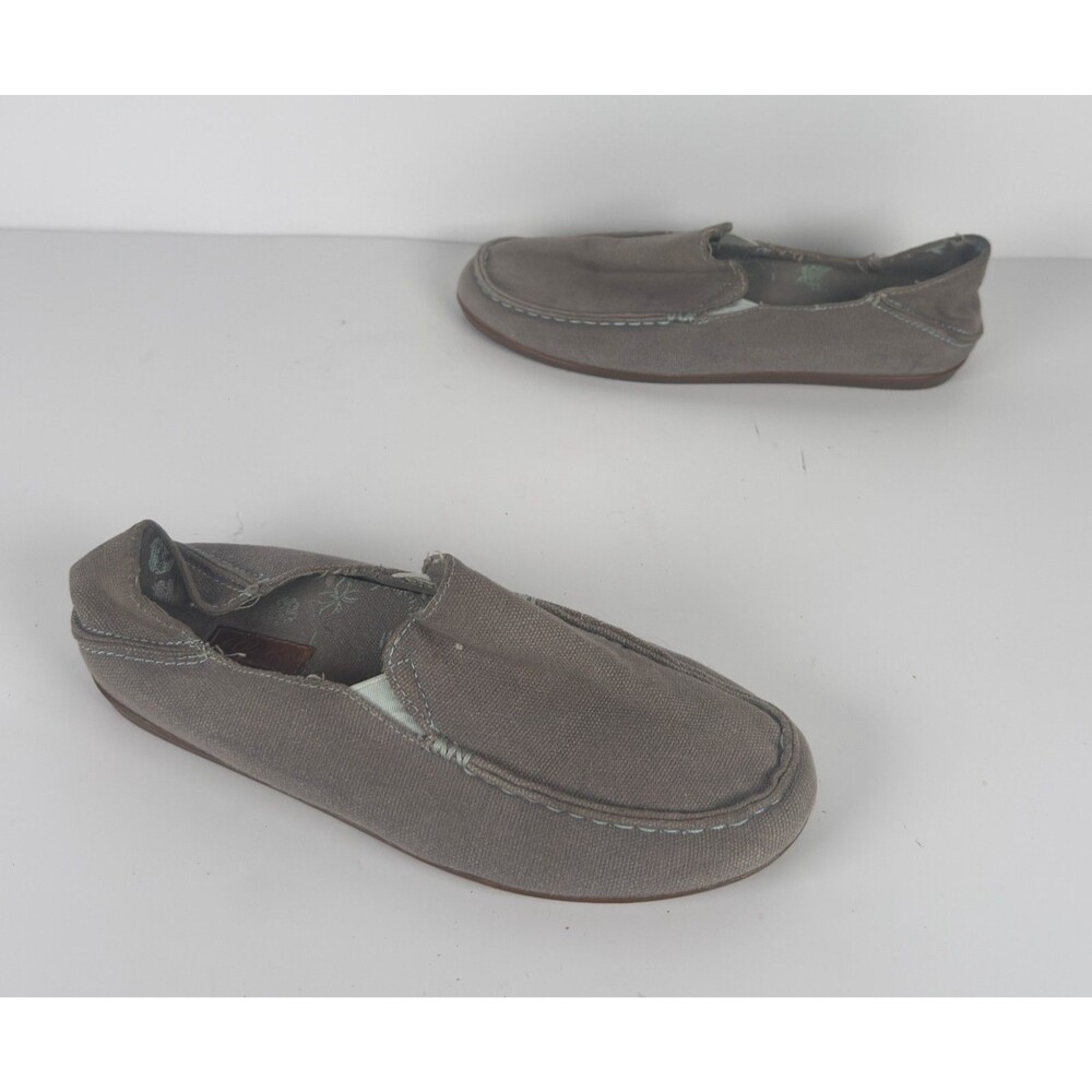 OluKai Puhalu Gray Canvas Women's Loafers Size US 4.5